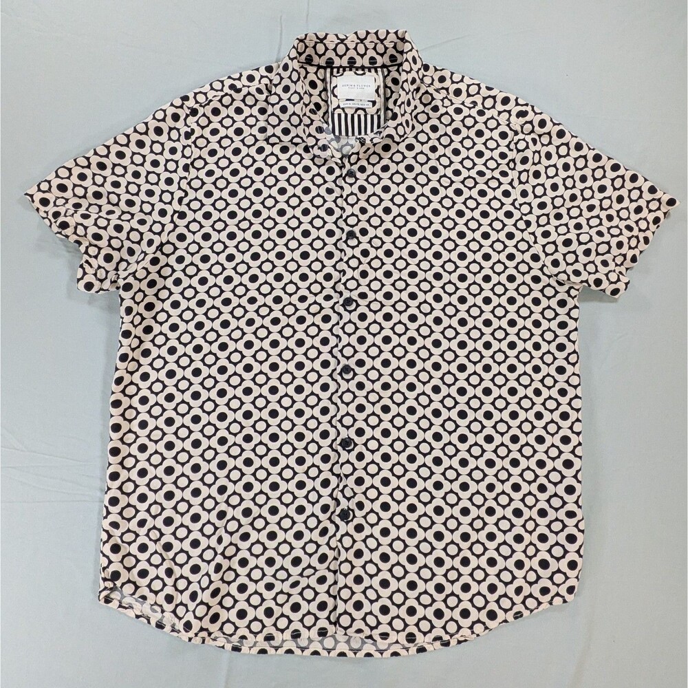 Denim & Flower Ricky Singh Men's Tan Black Shirt Floral Size XL.